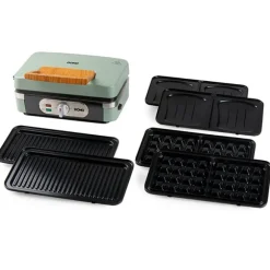 Appareil 3-en1 croque, gaufre et grill Snackmaker coloris sauge 1000 W DO9276C Domo