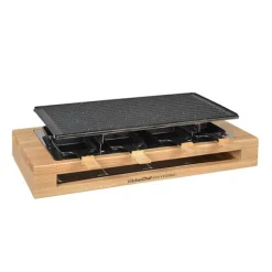 Appareil à raclette Bamboo 8 poêlons et 2 double poêlons 1500 W KCWOOD.8.MAXI Kitchen Chef Professional