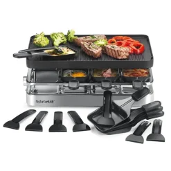 Appareil raclette-gril et crêpes électrique 8 poêlons 1200 W Naturamix