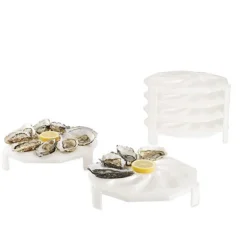 6 assiettes à huîtres empilables 9 huîtres + 1 citron Roger Orfèvre