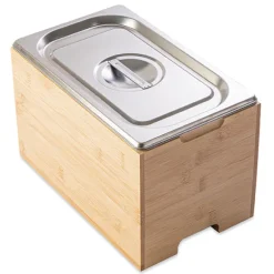 Bac gastro avec couvercle en inox et support bambou Mathon