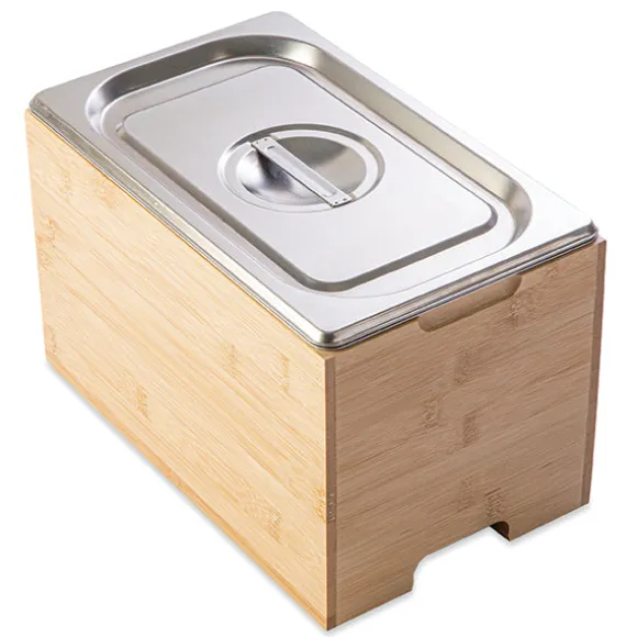 Bac gastro avec couvercle en inox et support bambou Mathon