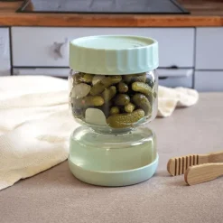 Bocal à cornichons en verre avec séparateur silicone 900 ml Pebbly