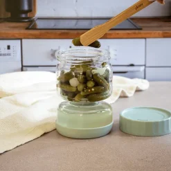 Bocal à cornichons en verre avec séparateur silicone 900 ml Pebbly