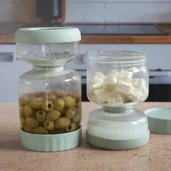 Bocal à cornichons en verre avec séparateur silicone 900 ml Pebbly