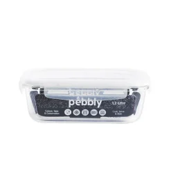 Boîte de conservation en verre borosilicate 1,2 L et couvercle en plastique Pebbly