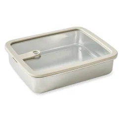 Boîte de conservation rectangulaire en inox avec couvercle en verre 1700 ml compatible micro-ondes Mathon
