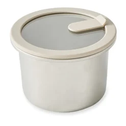 Boîte de conservation ronde en inox avec couvercle en verre 900 ml compatible micro-ondes Mathon