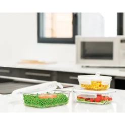 3 boîtes rectangulaires en verre 400, 650 et 1000 ml Pebbly