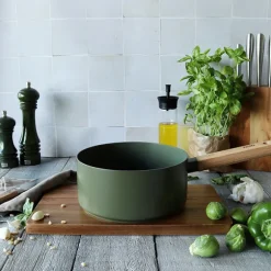 Casserole Ector induction aluminium revêtu manche en bois 20 cm vert Ogo