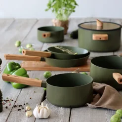 Casserole Ector induction aluminium revêtu manche en bois 20 cm vert Ogo