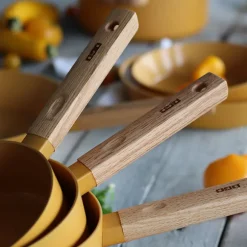 Casserole Ector induction aluminium revêtu manche en bois 18 cm jaune Ogo
