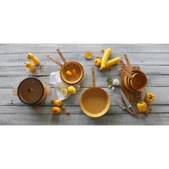 Casserole Ector induction aluminium revêtu manche en bois 18 cm jaune Ogo