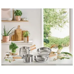 Casserole inox manche bois Natural’Inox 16 cm Mathon