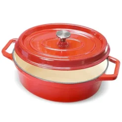 Cocotte en fonte ovale 33 cm 6 L rouge Mathon