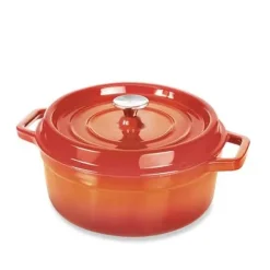 Cocotte en fonte ronde 28 cm 5,6 L coloris orange Mathon