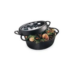 Cocotte fonte ovale Doufeu 32 cm 7,2 L noir mat Le Creuset
