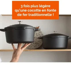 Cocotte légère ronde en fonte d'aluminium 28 cm 6,7 L coloris noir Mathon