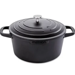 Cocotte légère ronde en fonte d'aluminium 24 cm 4,5 L coloris noir Mathon