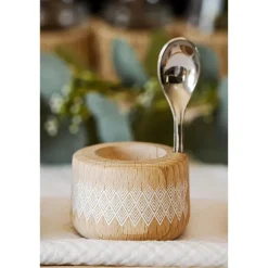 Coffret coquetier et cuillère Piou Plume hêtre naturel Roger Orfèvre