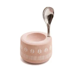 Coffret coquetier et cuillère Piou Indienne rose Roger Orfèvre