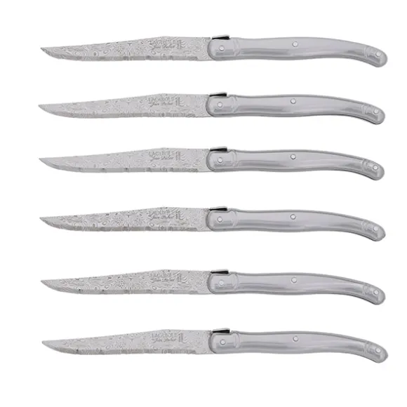 Coffret 6 couteaux Laguiole tout inox Damas Jean Dubost