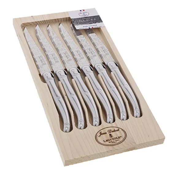 Coffret 6 couteaux Laguiole tout inox Damas Jean Dubost