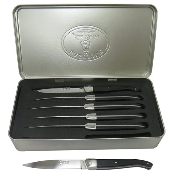Coffret 6 couteaux à steak Laguiole STAND UP noir Jean Dubost