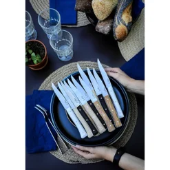 Coffret de 4 couteaux de table à lame micro dentée Facette ardoise Opinel