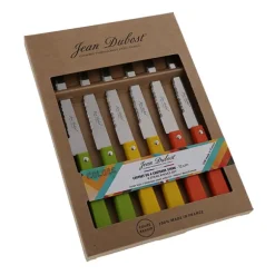 Coffret de 6 couteaux steak en bois de hêtre Tradition Colors Jean Dubost