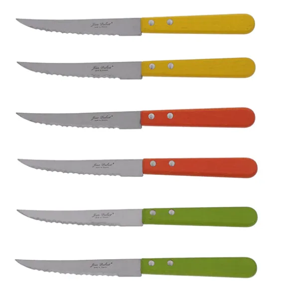 Coffret de 6 couteaux steak en bois de hêtre Tradition Colors Jean Dubost