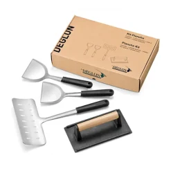 Coffret plancha 4 pièces Stop'Glisse® inox et fonte Déglon