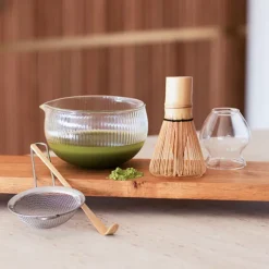 Coffret thé matcha 6 pièces en bambou et verre transparent Ogo