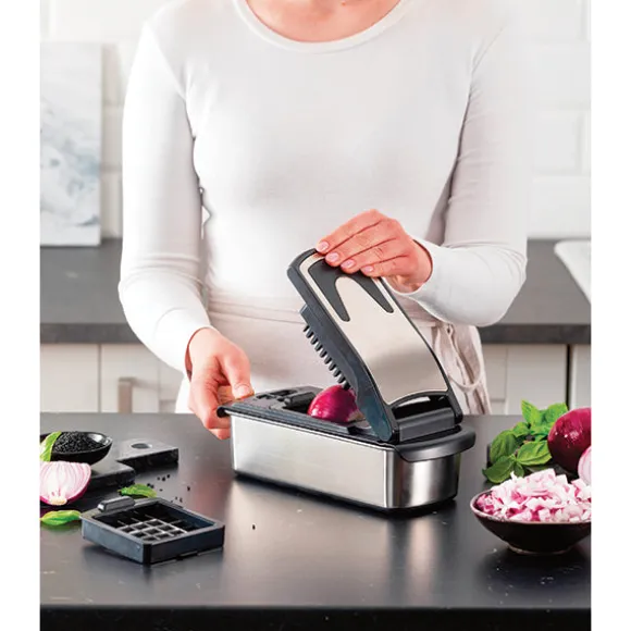 Coupe-légumes inox 2 grilles de coupe Mathon