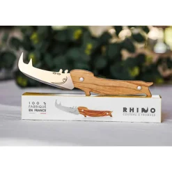 Couteau à fromage Rhino manche en bois d'olivier Roger Orfèvre