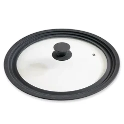 Couvercle en verre et silicone noir multidiamètre 28, 30 et 32 cm Mathon
