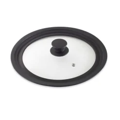 Couvercle en verre et silicone noir multidiamètre 16, 18 et 20 cm Mathon