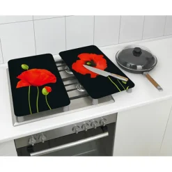 2 couvre-plaques protection motif coquelicots Wenko by Maximex