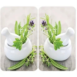 2 couvre-plaques protection motifs Jardin de fines herbes Wenko by Maximex