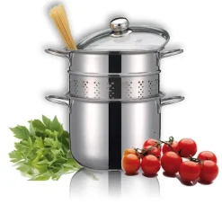 Cuiseur à pâtes en inox 18 10 avec couvercle en verre 22 cm 5 L Inoxriv