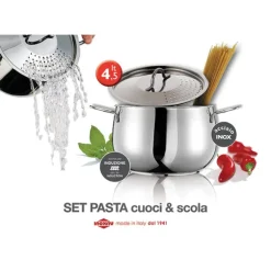 Cuit-pâtes en inox avec couvercle égouttoir 20 cm 4,5 L Inoxriv