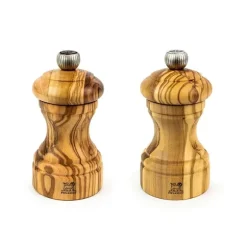Duo moulin à sel et poivre manuel en bois d’olivier Bistro 10 cm Peugeot