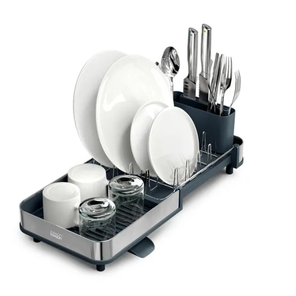 Egouttoir vaisselle compact et extensible en inox gris Extend™ Joseph Joseph