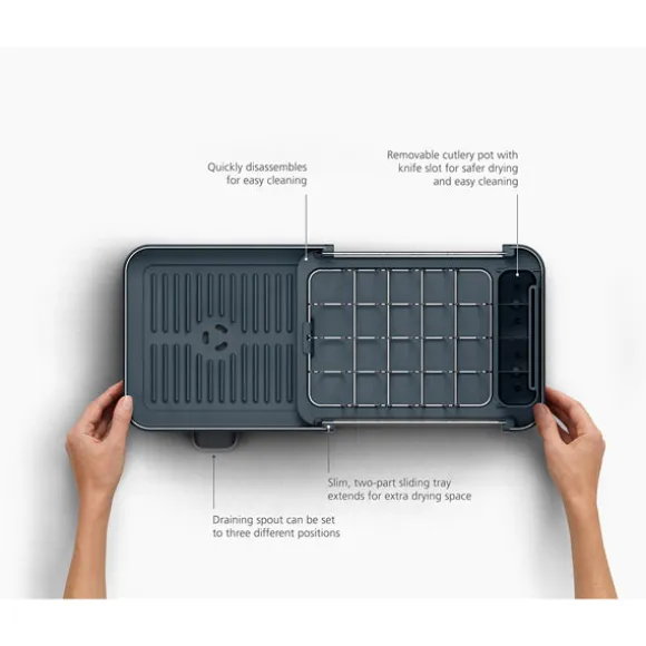 Egouttoir vaisselle compact et extensible en inox gris Extend™ Joseph Joseph