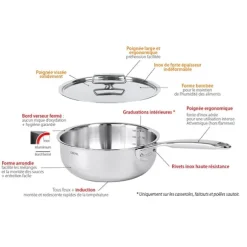 Faitout inox avec couvercle Castel'Pro 28 cm 7,2 L Cristel