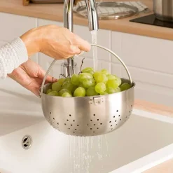 Faitout multifonction cuiseur vapeur et cuit pâtes avec panier passoire rotatif en inox et couvercle en verre 24 cm 6,7 L Mathon