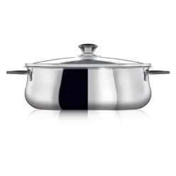 Faitout ovale Superchef 30 cm avec couvercle en verre et grille Inoxriv