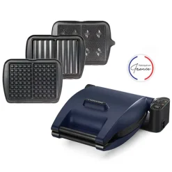 Gaufrier électrique 3 plaques Premium Gaufres® bleu abysse 1200 W Lagrange