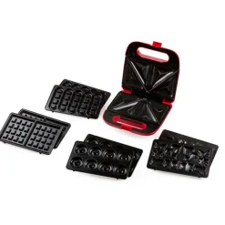 Gaufrier multifonctions 5 plaques 750 W Snack Party rouge Domo