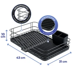 Égouttoir vaisselle noir avec tapis égouttoir Wenko by Maximex